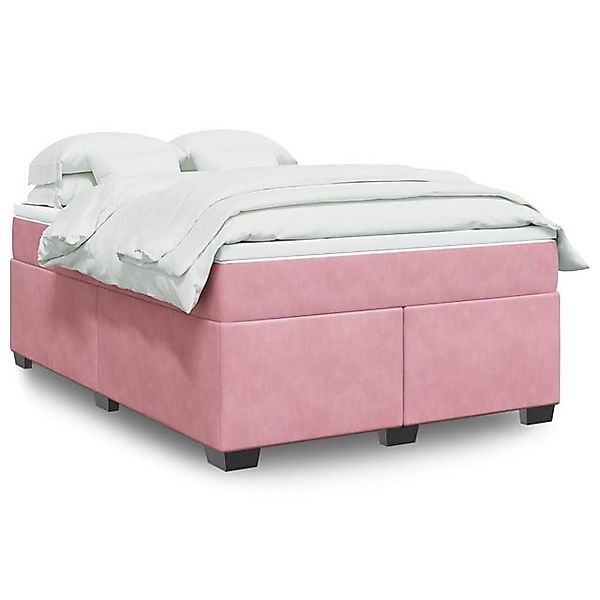 vidaXL Boxspringbett, Boxspringbett mit Matratze Rosa 140x190 cm Samt günstig online kaufen
