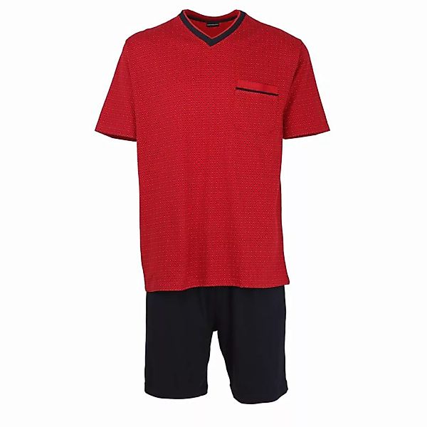 GÖTZBURG Herren Schlafanzug Set - kurz, V-Ausschnitt, gemustert Rot 4XL günstig online kaufen