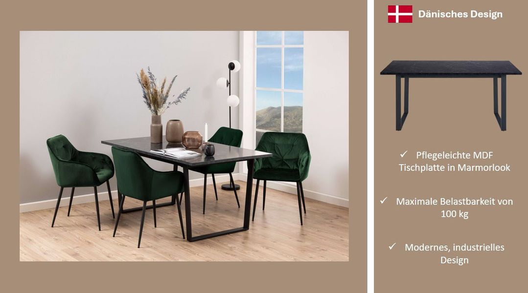 ebuy24 Esstisch Amble Esstisch 90x160cm schwarz günstig online kaufen