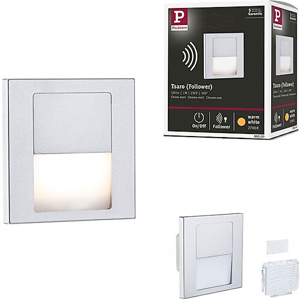 Paulmann LED Einbauleuchte »LED Wandeinbauleuchte Tsaro eckig 80x36mm«, 1 f günstig online kaufen