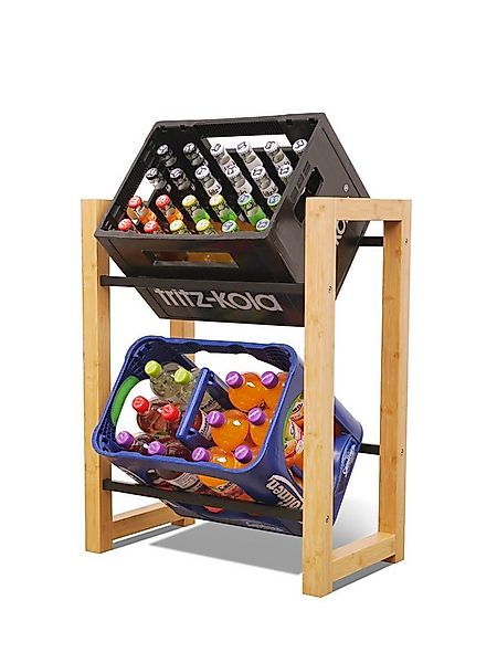 holz4home® Kastenständer Getränkekistenregal aus Bambus I Kistenregal Metal günstig online kaufen
