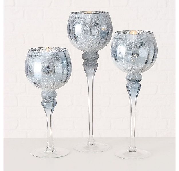 BOLTZE GRUPPE GmbH Windlicht Windlicht Manou Glas lackiert blau geeist 3er günstig online kaufen