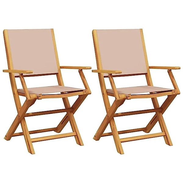 vidaXL Gartenstühle 2 Stk Taupe Massivholz Akazie & Stoff 367671 günstig online kaufen