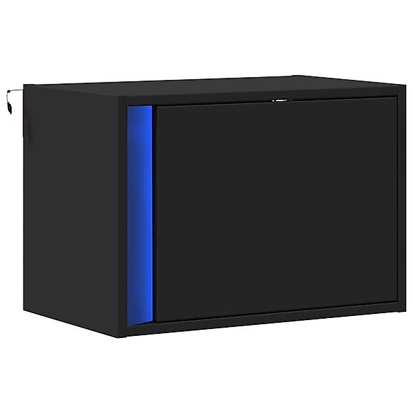 vidaXL Nachttisch Wand-Nachttisch mit LED-Leuchten Schwarz günstig online kaufen