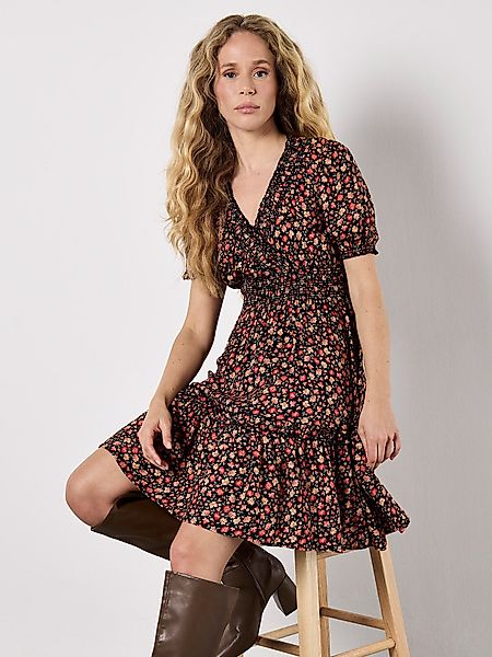 Apricot Minikleid Blumenkleid, mit Raffungen günstig online kaufen