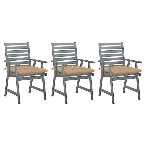 vidaXL Garten-Essstühle mit Kissen 3 Stk. Beige Akazie günstig online kaufen