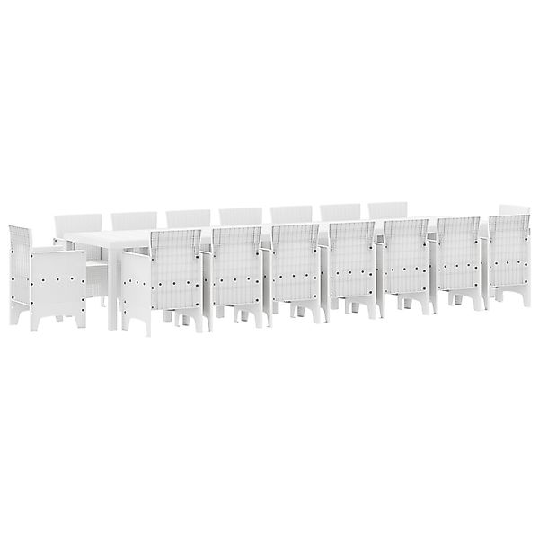 vidaXL 17-Teiliges Garten-Esszimmer-Set Weiß Poly-Rattan 3378662 günstig online kaufen