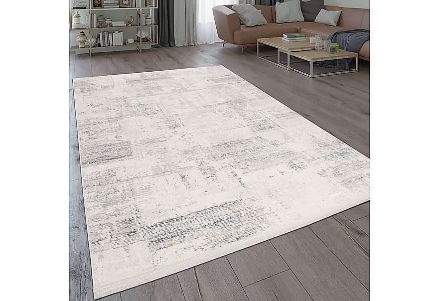 TeppichHome24 Teppich Moderner glänzender Wohnzimmer-Teppich in blau-weiß, günstig online kaufen