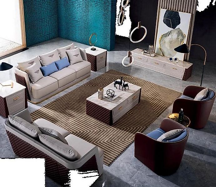 Xlmoebel Sofa Neues modernes Design-Sofa-Set mit 3-Sitzer, 2-Sitzer und 2 S günstig online kaufen