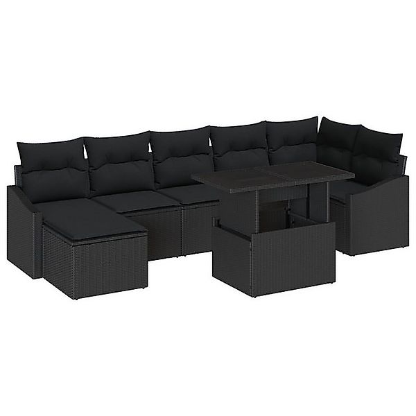 vidaXL Loungesofa 8-teiliges Garten Sofa Set mit Kissen in schwarzem Poly R günstig online kaufen