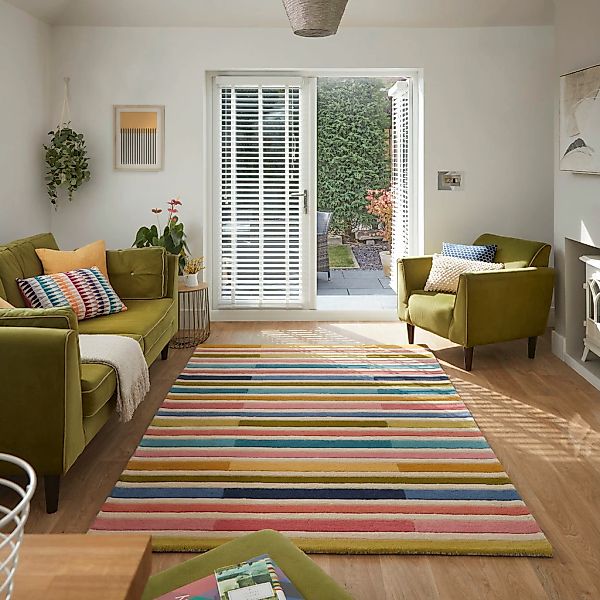 FLAIR RUGS Wollteppich "Piano" rechteckig 10 mm Höhe gestreift, rechteckig günstig online kaufen