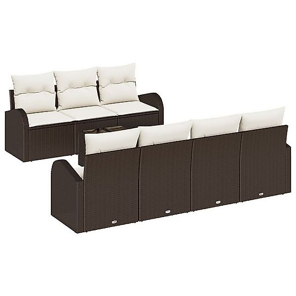 vidaXL Loungesofa 8-teiliges Garten Sofa Set mit Kissen in Braun und Poly R günstig online kaufen