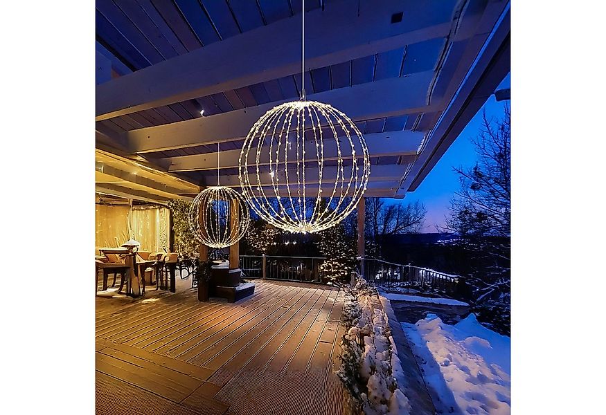 MARELIDA LED Kugelleuchte Drahtkugel Leuchtkugel faltbar D: 58cm 480LED 8Mo günstig online kaufen