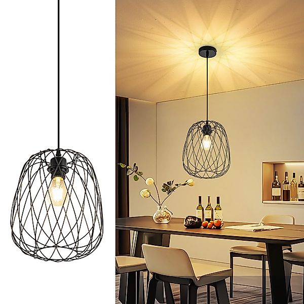 Nettlife Pendelleuchte Pendelleuchte Schwarz Rund Vintage günstig online kaufen