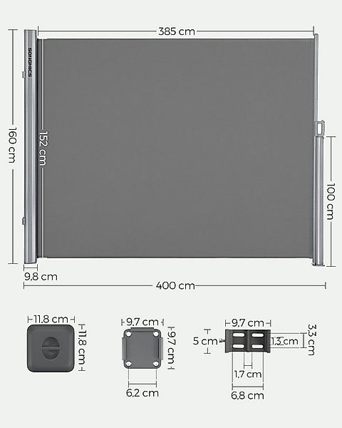 SONGMICS Seitenmarkise Sichtschutz Windschutz Markise ausziehbar günstig online kaufen