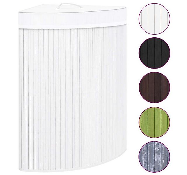 furnicato Wäschekorb Eck-Bambus Weiß 60 L (1 St) günstig online kaufen