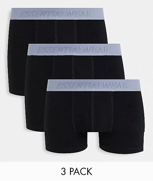 ASOS DESIGN – 3er-Pack Unterhosen in Schwarz mit geprägtem Bund günstig online kaufen