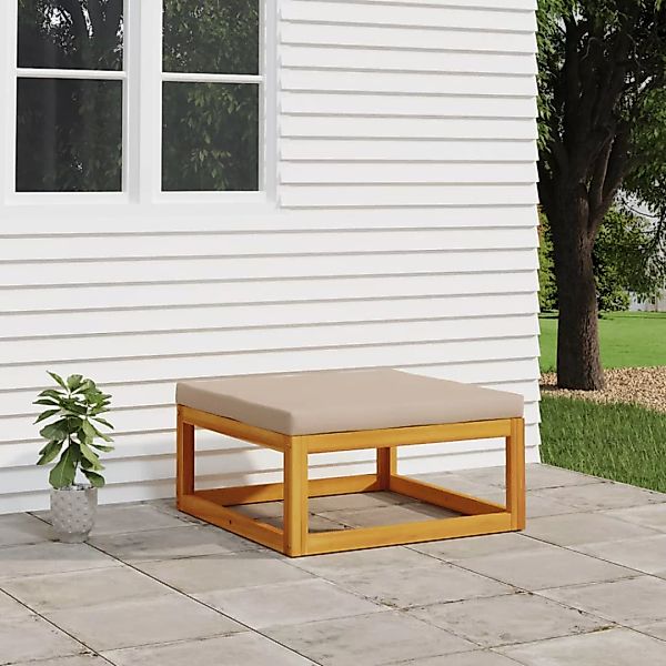 vidaXL Sofaelement Gartenhocker mit Kissen Taupe günstig online kaufen