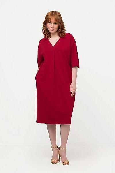 Ulla Popken Minikleid Minikleid Oversized Zierfalte V-Ausschnitt Halbarm günstig online kaufen