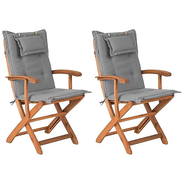 Beliani Gartenstuhl Heller Holzfarbton Grau 48x42x93 günstig online kaufen