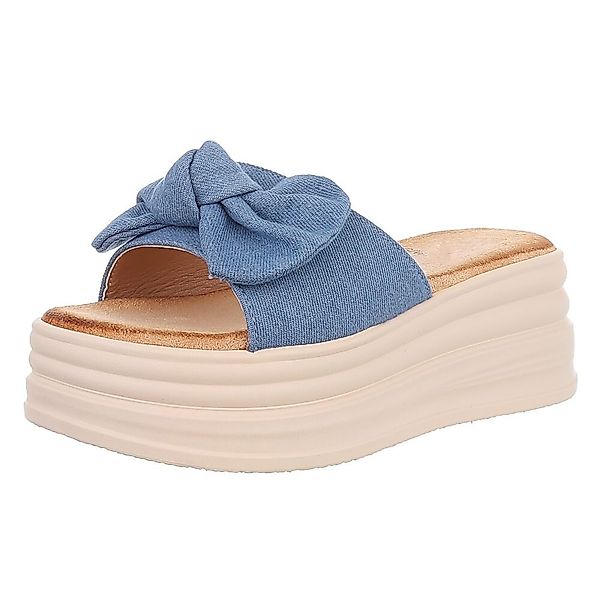 Ital-Design Beige Plateau-Sandalen mit Schleife für günstig online kaufen