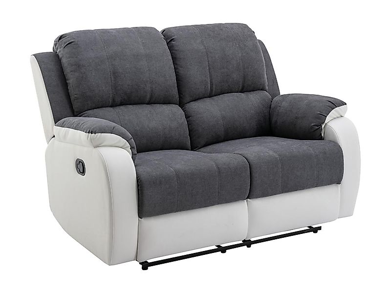 Relaxsofa 2-Sitzer - Microfaser & Kunstleder - Grau & Weiß - BRODY günstig online kaufen