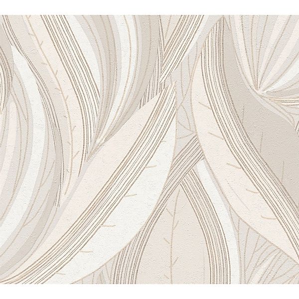 A.S. Creation Vliestapete Blätter Floral Modern 10,05 m x 0,53 m Creme-Weiß günstig online kaufen