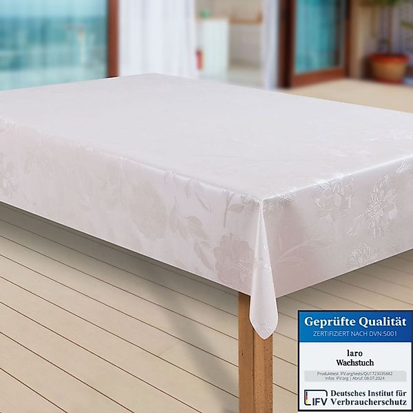 laro Tischdecke Wachstuch-Tischdecken Abwaschbar Dhalia Creme günstig online kaufen
