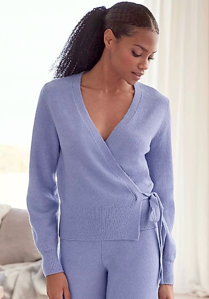 LASCANA Wickelstrickjacke, mit breitem Rippbündchen, Loungewear günstig online kaufen