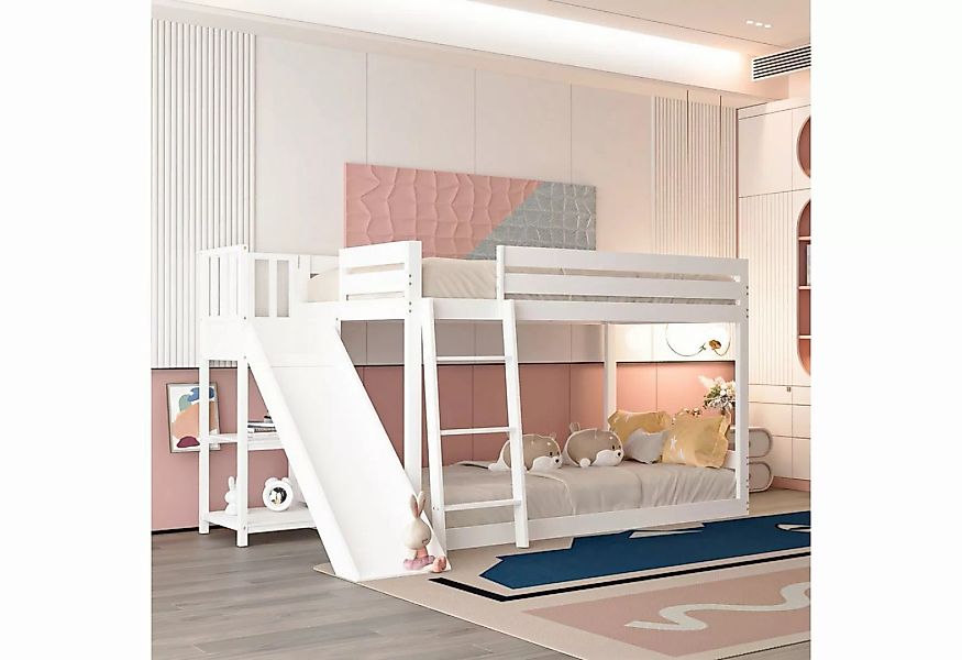 Merax Etagenbett mit Rutsche, Leiter und Regal, Hochbett 90x200 cm mit Raus günstig online kaufen