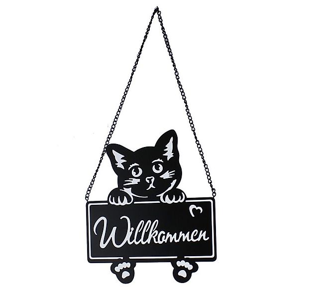 MICA Dekohänger Dekohänger-Schild - Katze - Willkommen - aus Metall - ca. 2 günstig online kaufen