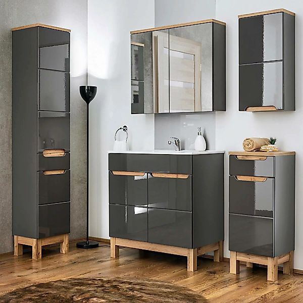 Badezimmer Möbel Set 5-teilig mit 60 cm Waschtisch aus Keramik SOLNA-56 Hoc günstig online kaufen