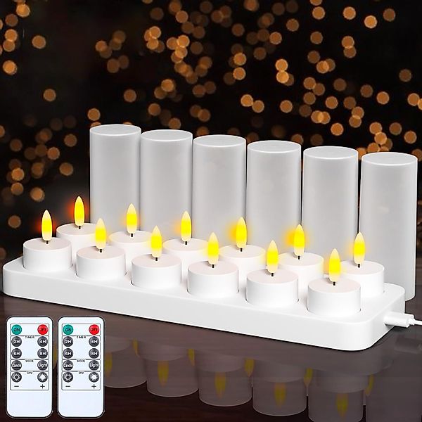 EXTSUD LED-Kerze 12 Stück Teelichter, Aufladbare günstig online kaufen
