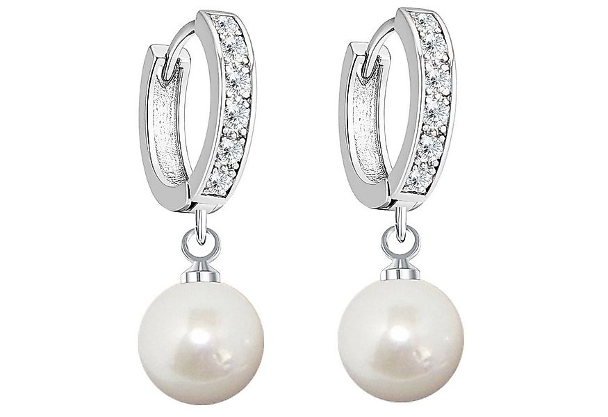LÖB Perlenohrringe Damen Creolen Zirkonia Perlen Anhänger Silber Ohrringe T günstig online kaufen
