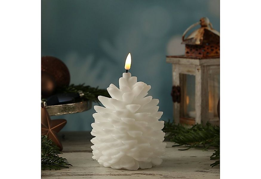 Deluxe Homeart LED-Kerze Zapfen Tannenzapfen Zapfenform Echtwachs H: 13cm w günstig online kaufen