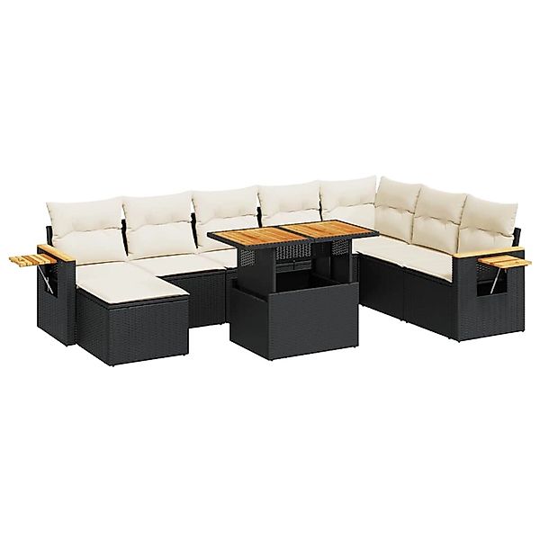 vidaXL 9-Tlg Garten-Sofagarnitur mit Kissen Schwarz Poly Rattan 3327633 günstig online kaufen