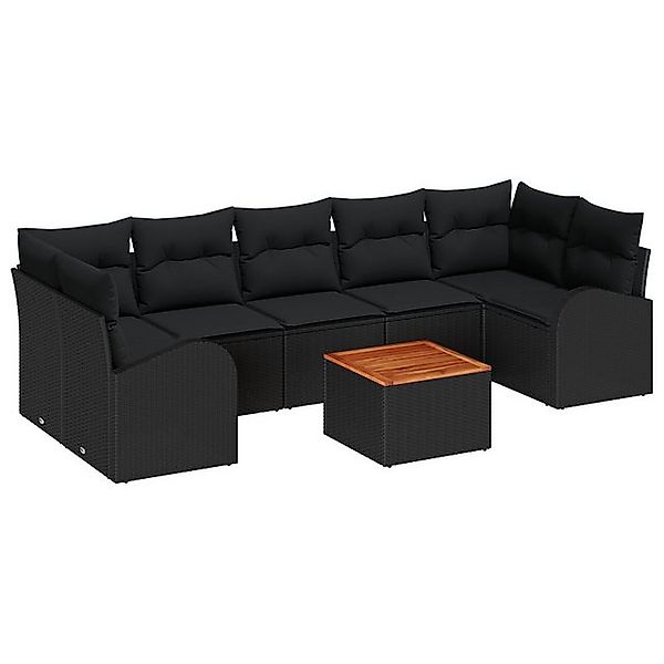 vidaXL Loungesofa 8-teiliges Garten-Sofa-Set mit Kissen Schwarz Poly Rattan günstig online kaufen