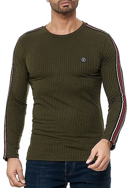 RedBridge Strickpullover Figurbetont Feinstrick Longsleeve Slim Fit Kontras günstig online kaufen