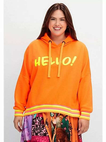 Sheego Sweatshirt Große Größen mit Neon-Wordingprint vorn und hinten günstig online kaufen