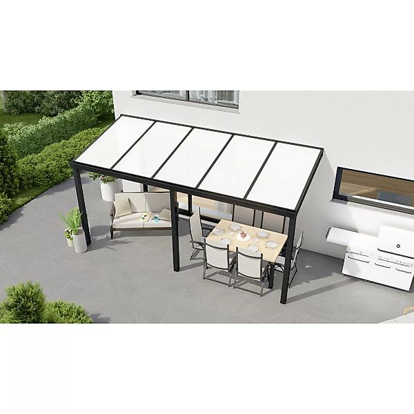 Terrassenüberdachung Professional 500 cm x 250 cm Schwarz Struktur PC Opal günstig online kaufen