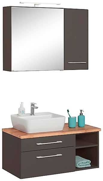 welltime Badmöbel-Set "Davos" 3 Stk. tlg. Spiegelschrank mit extra Regal günstig online kaufen