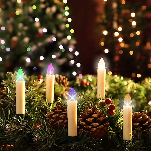 LED Weihnachtsbaumkerzen 40er-Set Bunt Fernbedienung günstig online kaufen