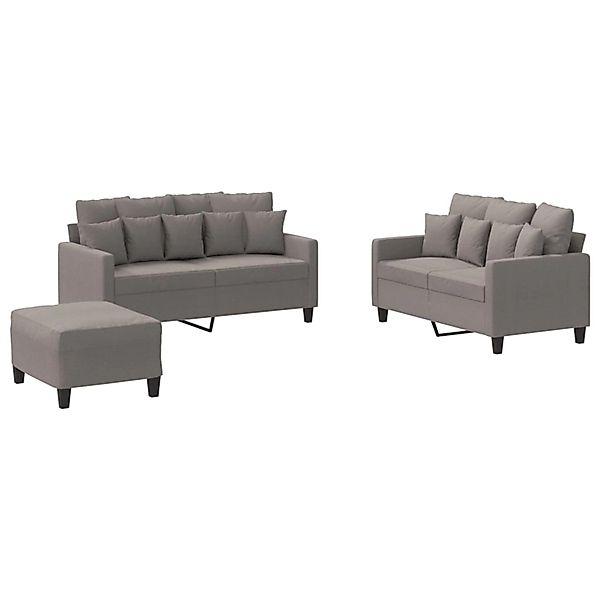 vidaXL 3-Tlg Sofagarnitur mit Kissen Taupe Stoff 3201663 günstig online kaufen