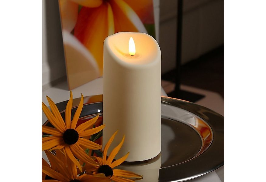 MARELIDA LED-Kerze für Außen Garten Balkon flackernd H: 17,5cm D: 7,5cm Tim günstig online kaufen