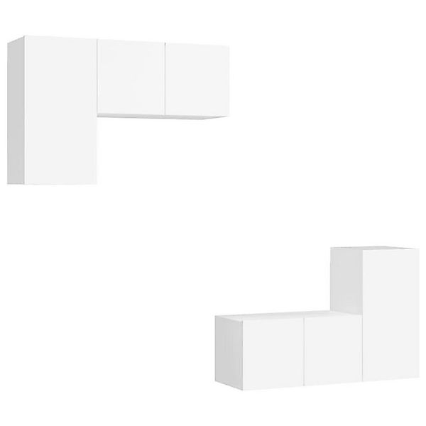furnicato TV-Schrank 4-tlg. TV-Schrank-Set Weiß Holzwerkstoff (1-St) günstig online kaufen
