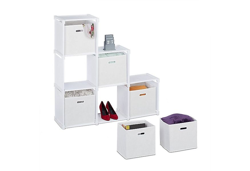 relaxdays Stufenregal Weißes Stufenregal mit 6 Fächern günstig online kaufen