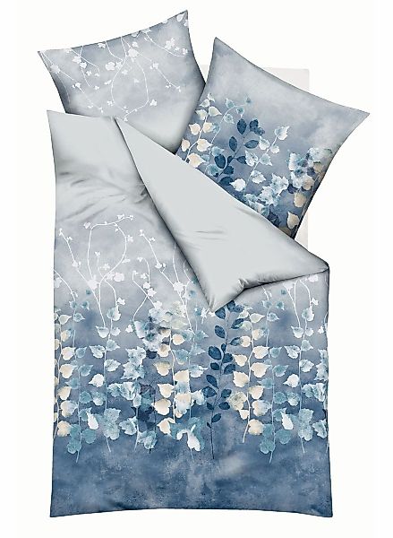 Kaeppel Bettwäsche 135x200cm Akina Blätter Blau günstig online kaufen