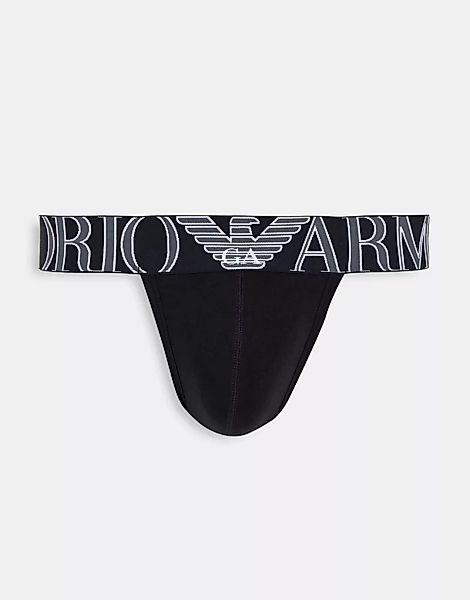 Emporio Armani – Bodywear – Jockstrap mit großem Logo in Schwarz günstig online kaufen