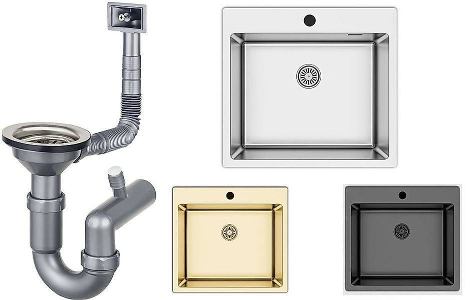 Faizee Möbel Edelstahlspüle Edelstahlspüle 50,5x55 Küchenspüle Einbau Edels günstig online kaufen