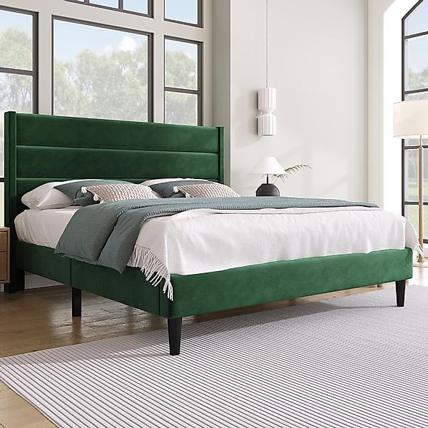 Bettgestell, 140x200 cm bis 113 kg, mit Lattenrost und Kopfteil, Modernes z günstig online kaufen